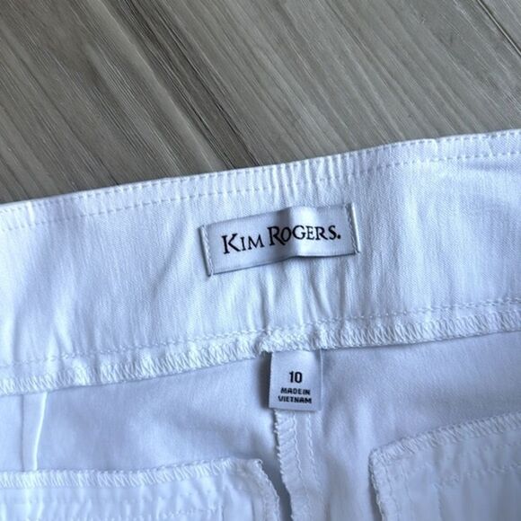 Kim Rogers White Stretch Pull On Capri Pants Size 10 - Picture 5 of 6
